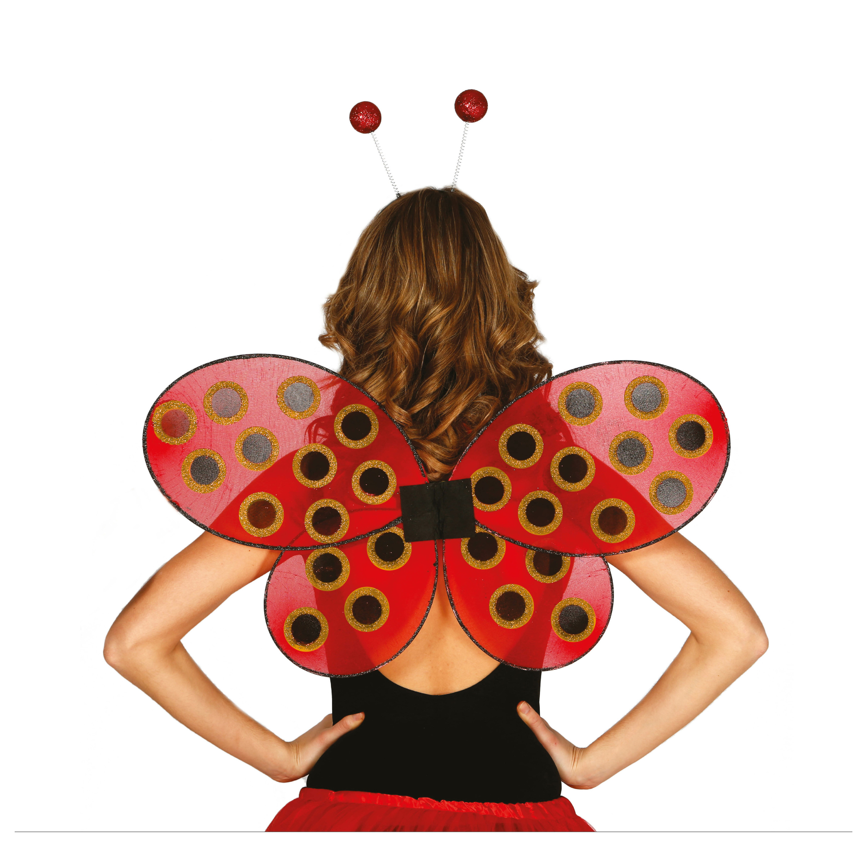 Verkleed vleugels lieveheersbeestje rood-zwart voor dames-meisjes Carnavalskleding-accessoires