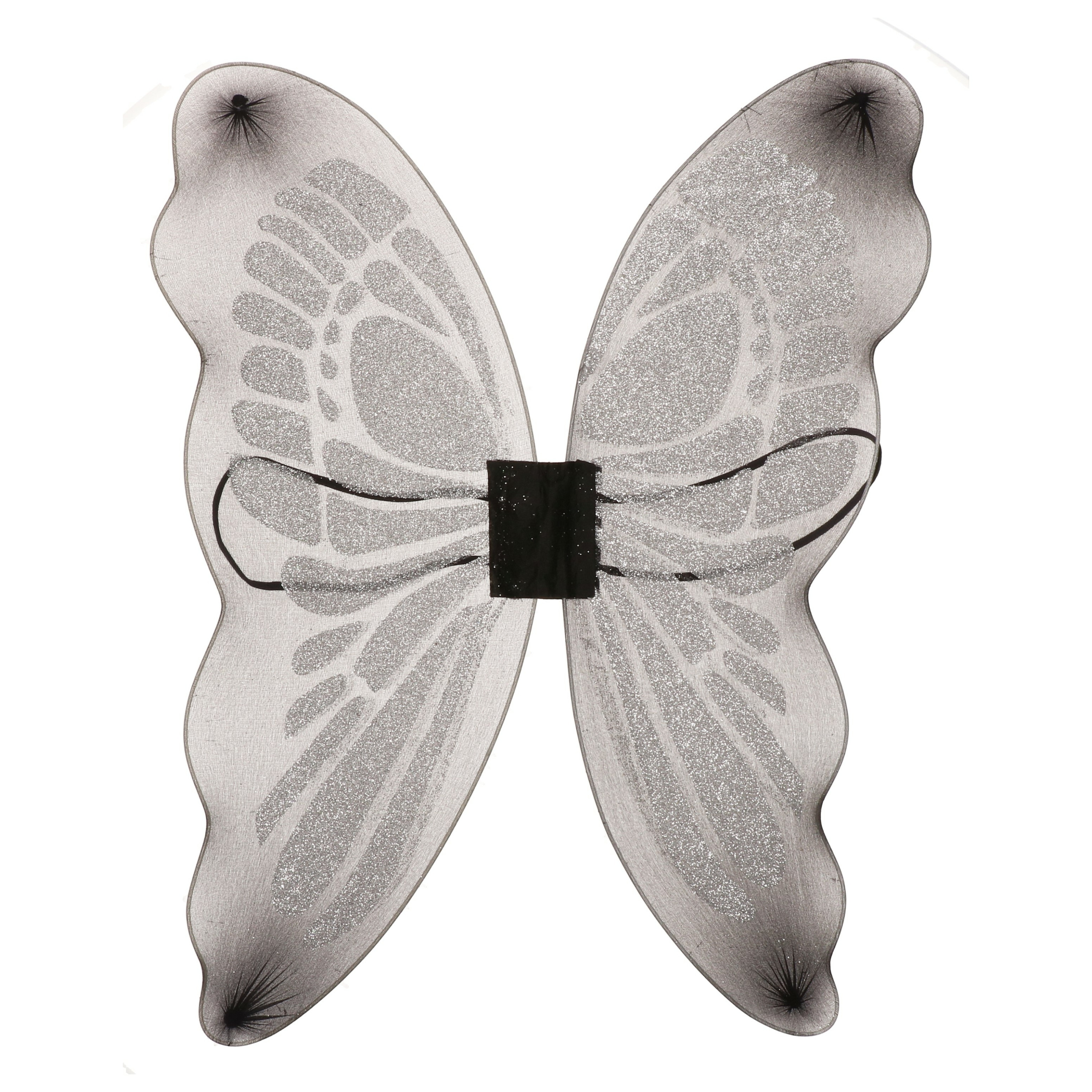 Verkleed vleugels vlinder zilver-zwart voor dames Carnavalskleding-accessoires