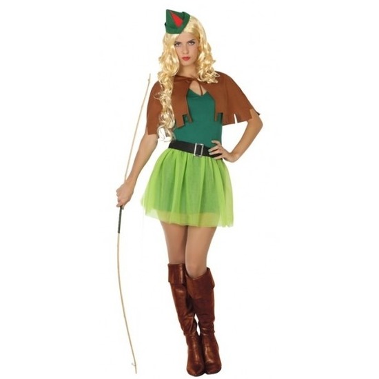 Verkleedkleding Robin Hood kostuum voor dames 4-delig