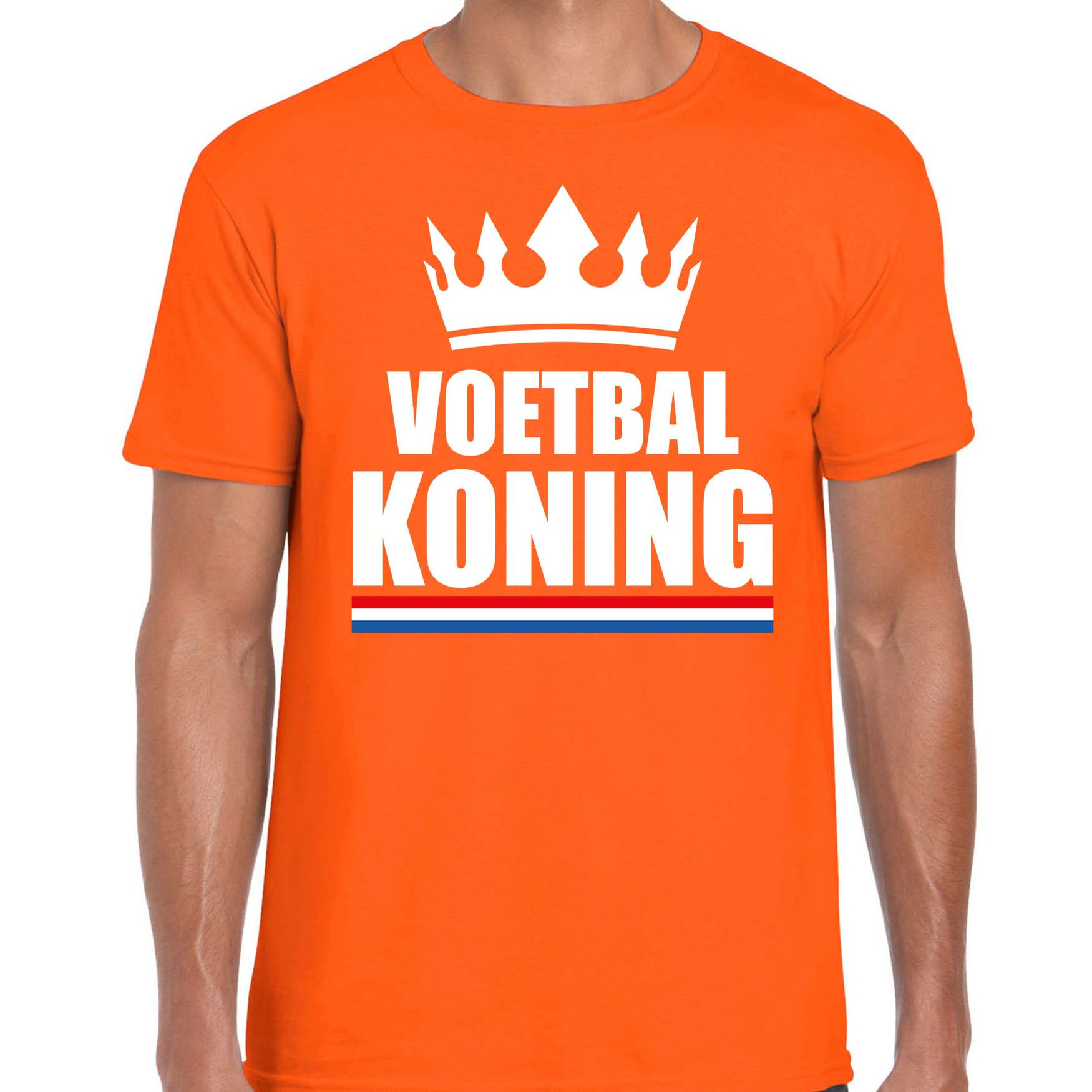 Voetbal koning t-shirt oranje heren Sport-hobby shirts