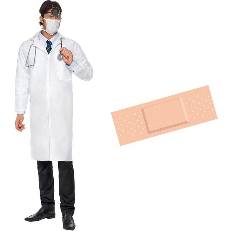 Voordelige verkleed doktersjas maat 48-50 (M) met gratis sticker