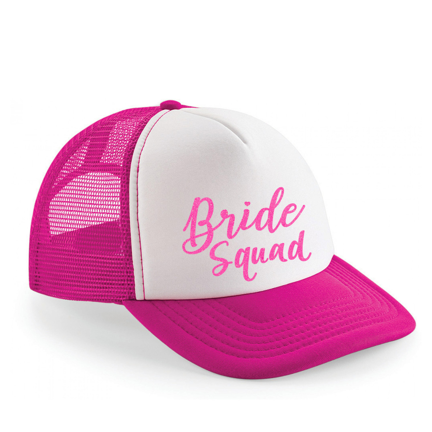 Vrijgezellenfeest pet voor dames roze-wit Bride Squad vrijgezellenfeest trouwen-bruiloft