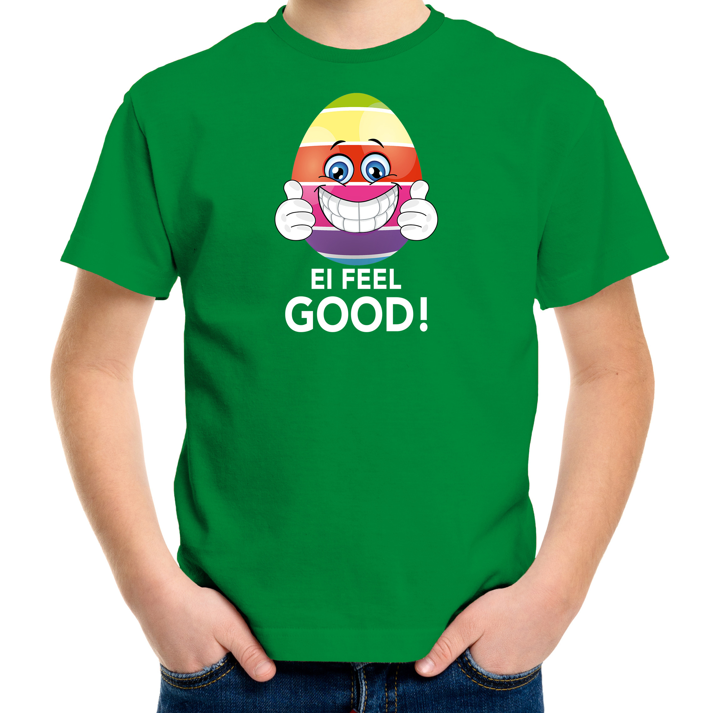 Vrolijk Paasei ei feel good t-shirt groen voor heren Paas kleding-outfit