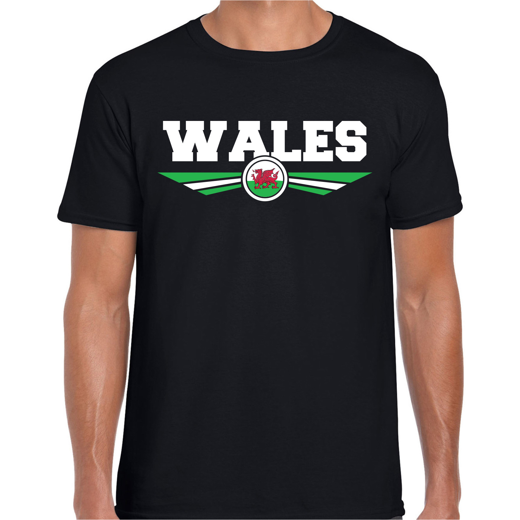 Wales landen t-shirt zwart heren