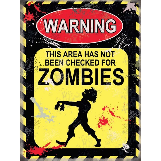 Wand waarschuwingsbord Zombies 15 x 20 cm