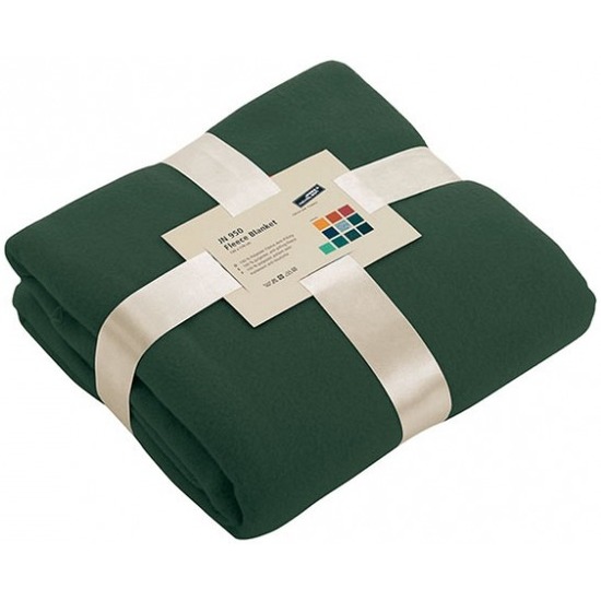 Warme fleece dekens-plaids donkergroen 130 x 170 cm 240 grams kwaliteit