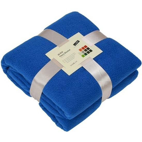 Warme fleece dekens-plaids kobaltblauw 130 x 170 cm 240 grams kwaliteit