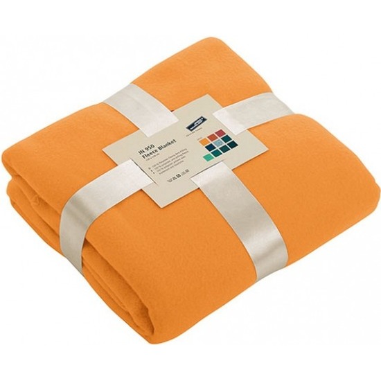 Warme fleece dekens-plaids oranje 130 x 170 cm 240 grams kwaliteit