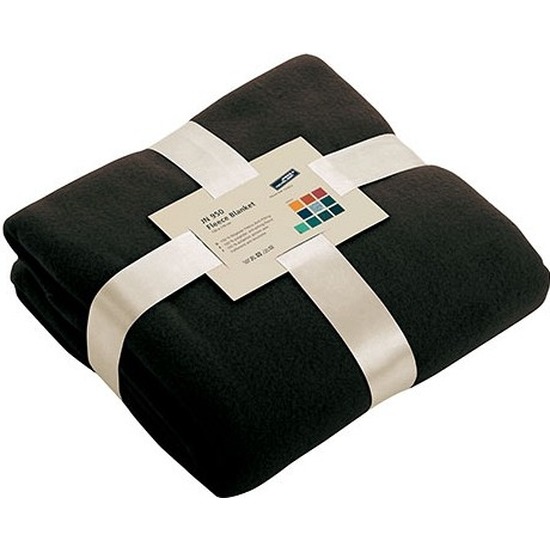 Warme fleece dekens-plaids zwart 130 x 170 cm 240 grams kwaliteit