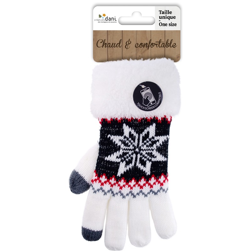 Warme winter handschoenen wit-Nordic met touchscreen vingers voor dames