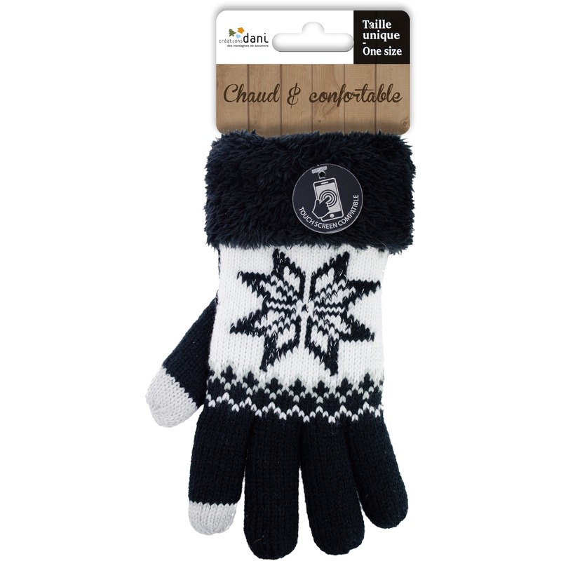 Warme winter handschoenen zwart-Nordic met touchscreen vingers voor dames