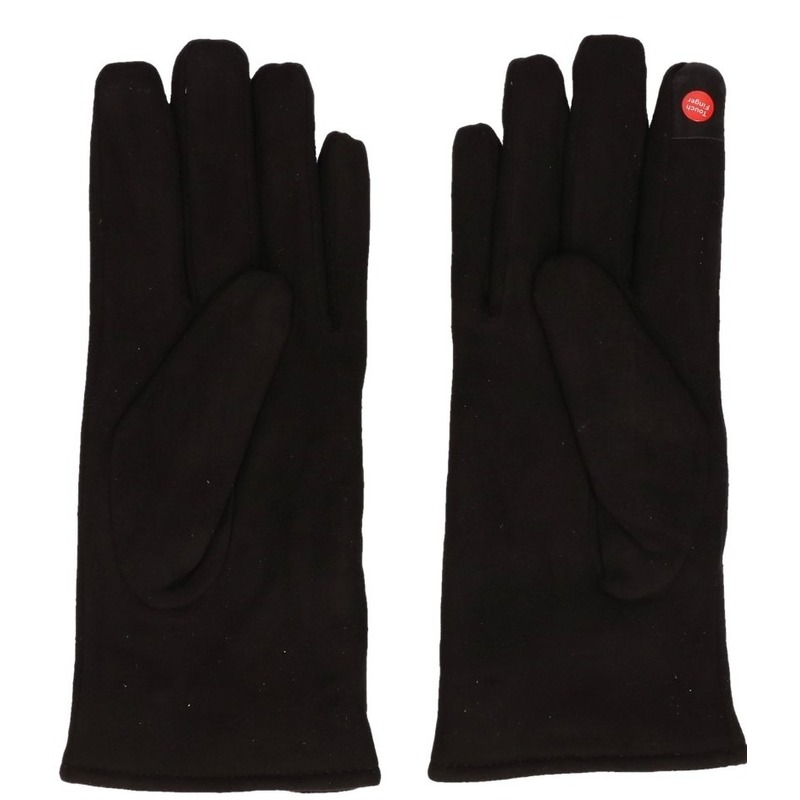 Warme winter handschoenen zwart suede met touchscreen vingers voor dames