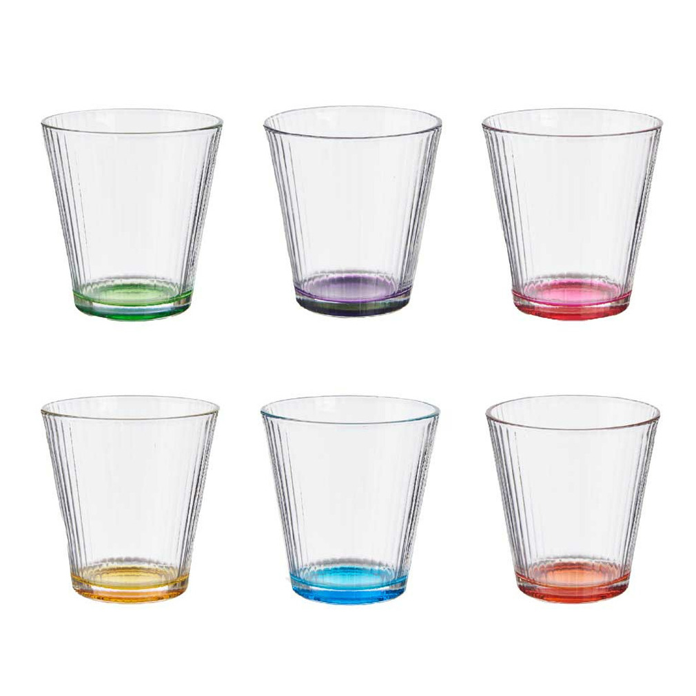 Waterglazen-drinkglazen Colorama 6x transparant kleurenmix 310 ml 9 cm