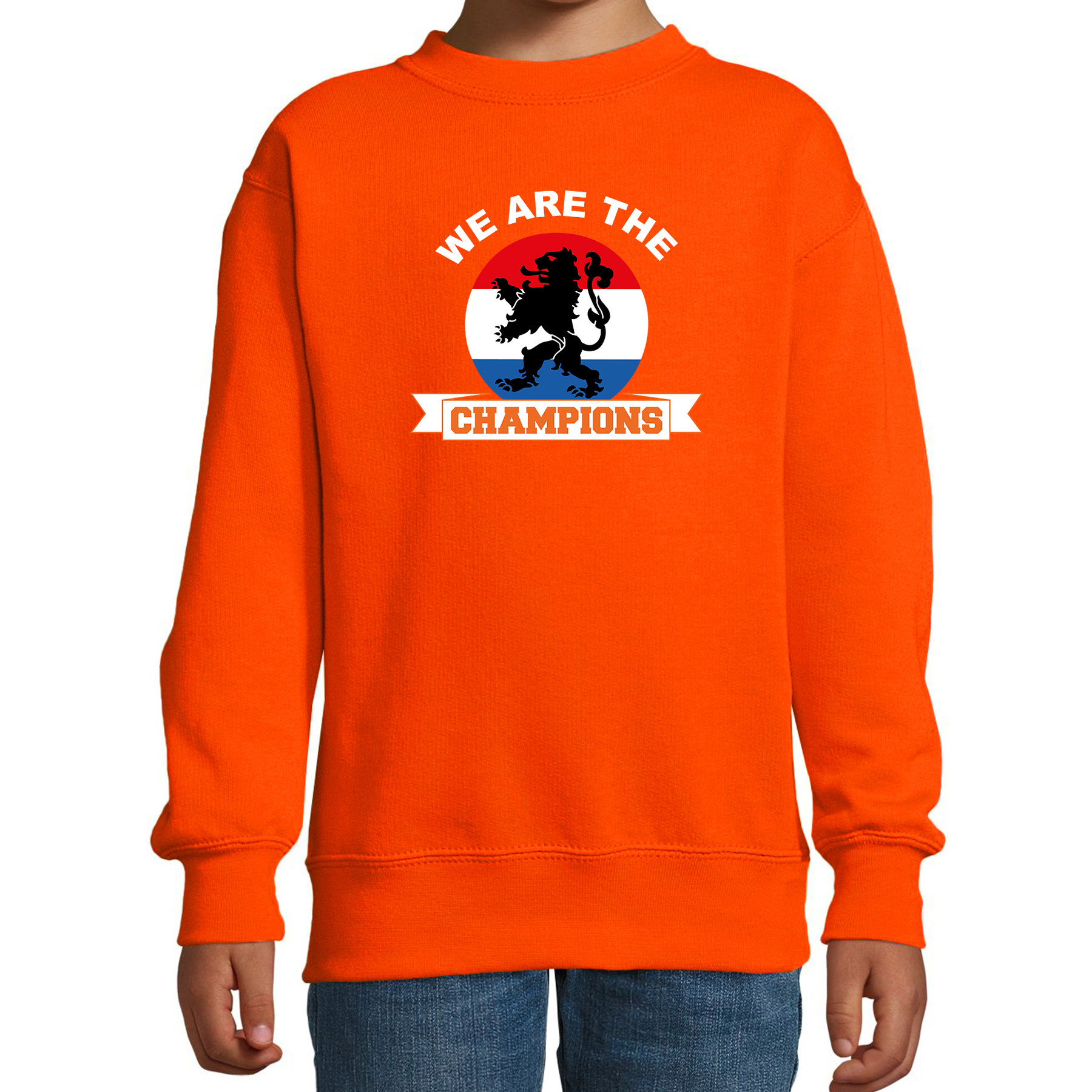We are the champions oranje sweater-trui Holland-Nederland supporter EK- WK voor kinderen