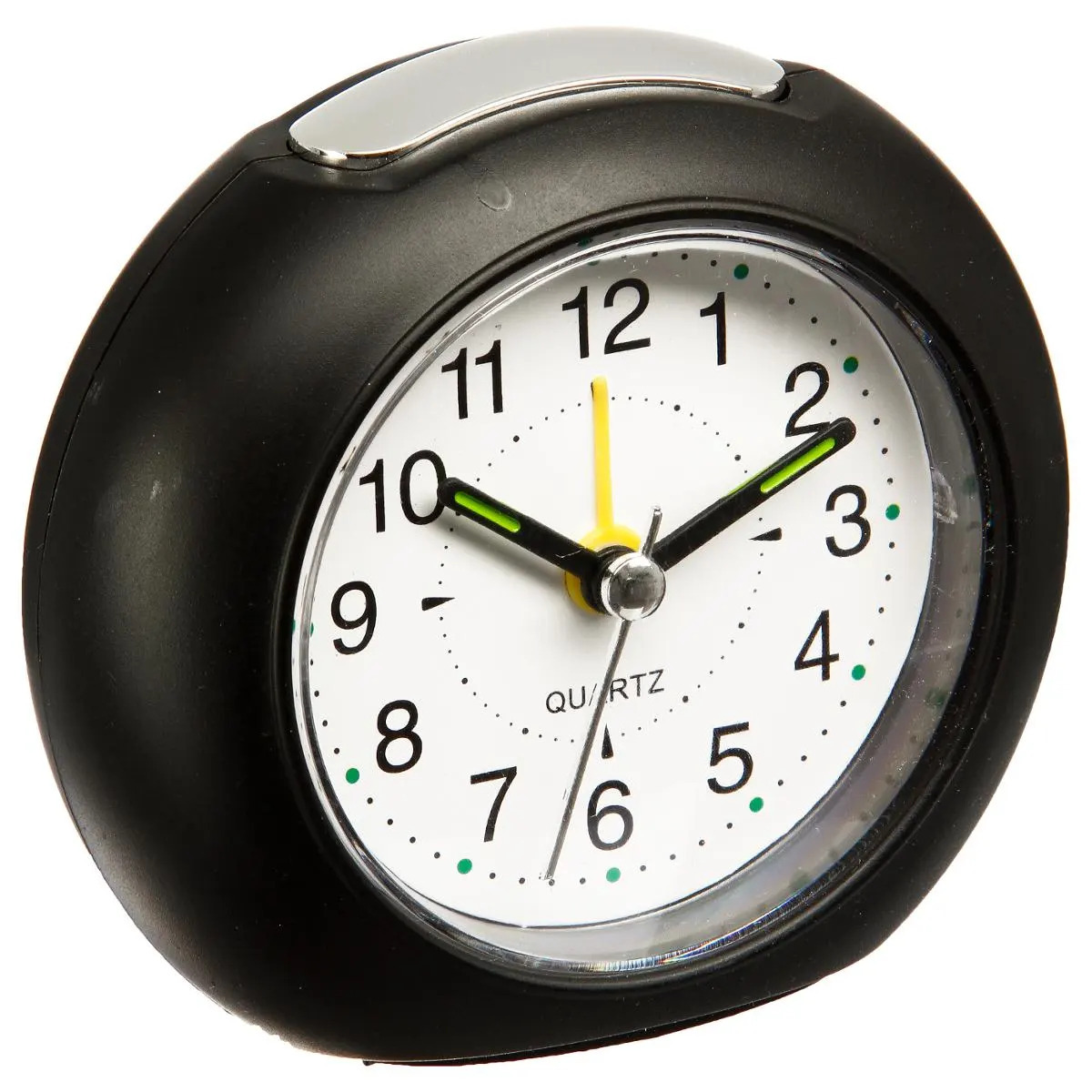 Wekker/alarmklok Little Ben - zwart - kunststof - 11 x 10 cm - met snooze knop