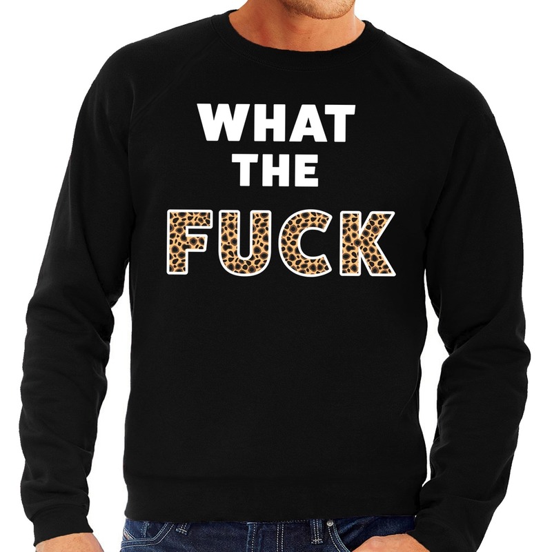 What the Fuck tijgerprint tekst sweater zwart voor heren