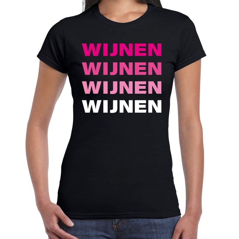 Wijnen wijnen wijnen wijnen t-shirt zwart voor dames