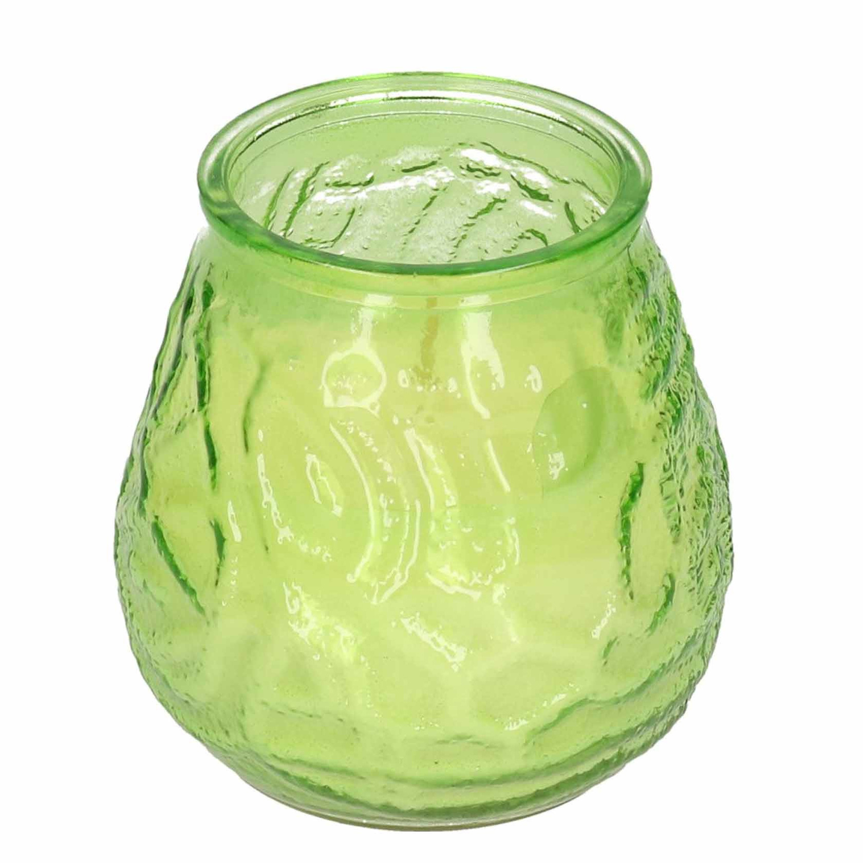 Windlicht geurkaars groen glas 48 branduren citrusgeur