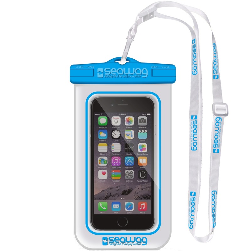 Wit-blauw smartphone-mobiele telefoon hoesje waterproof-waterbestendig met polsband