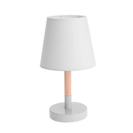 Witte tafellamp-schemerlamp hout-metaal 23 cm