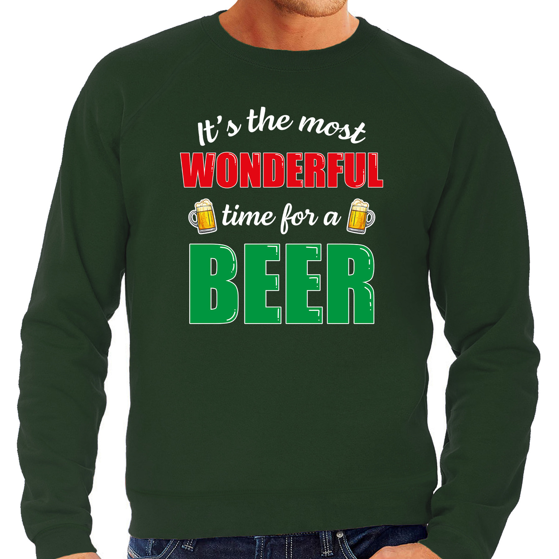 Wonderful beer foute Kerst bier sweater-kersttrui groen voor heren