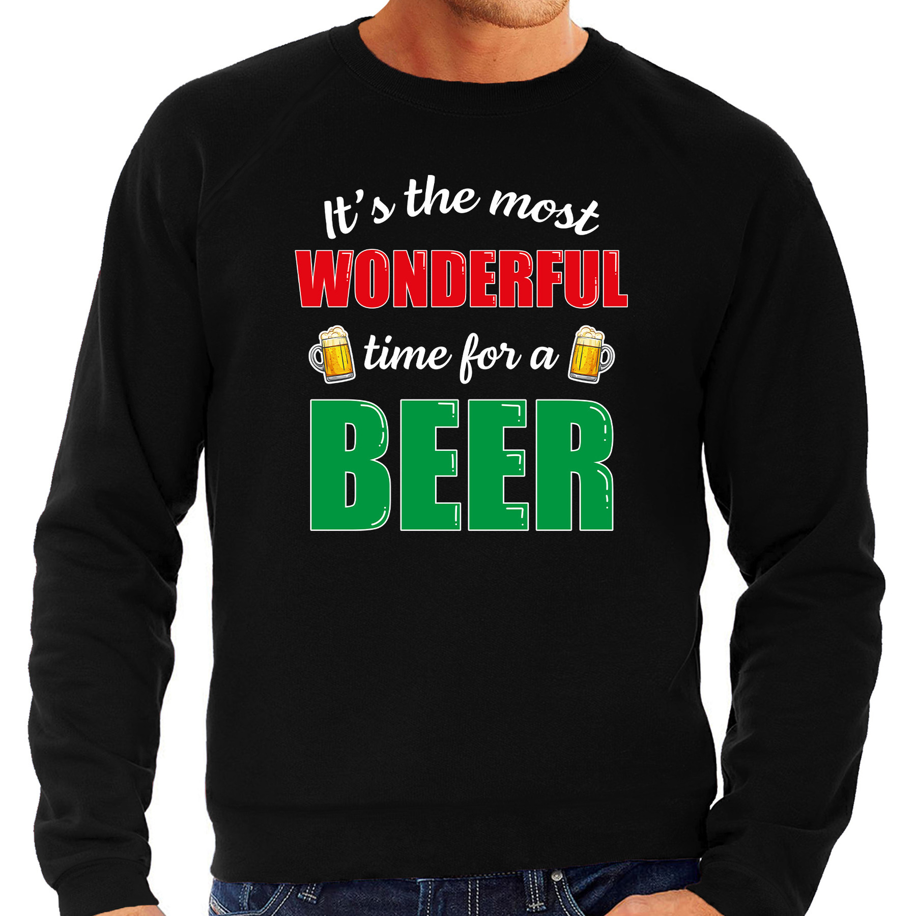 Wonderful beer foute Kerst bier sweater-trui zwart voor heren
