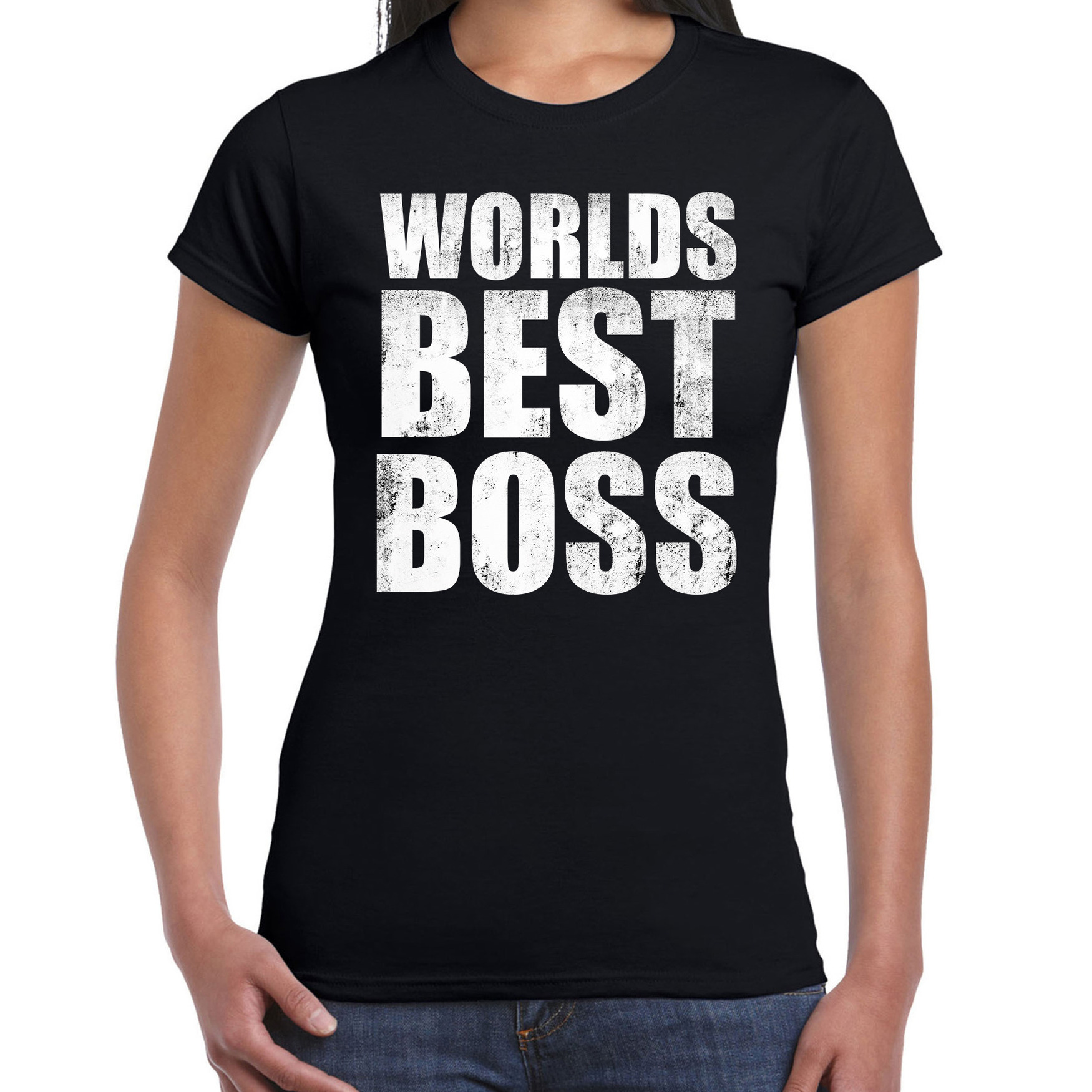 Worlds best boss-werelds beste baas cadeau t-shirt zwart dames