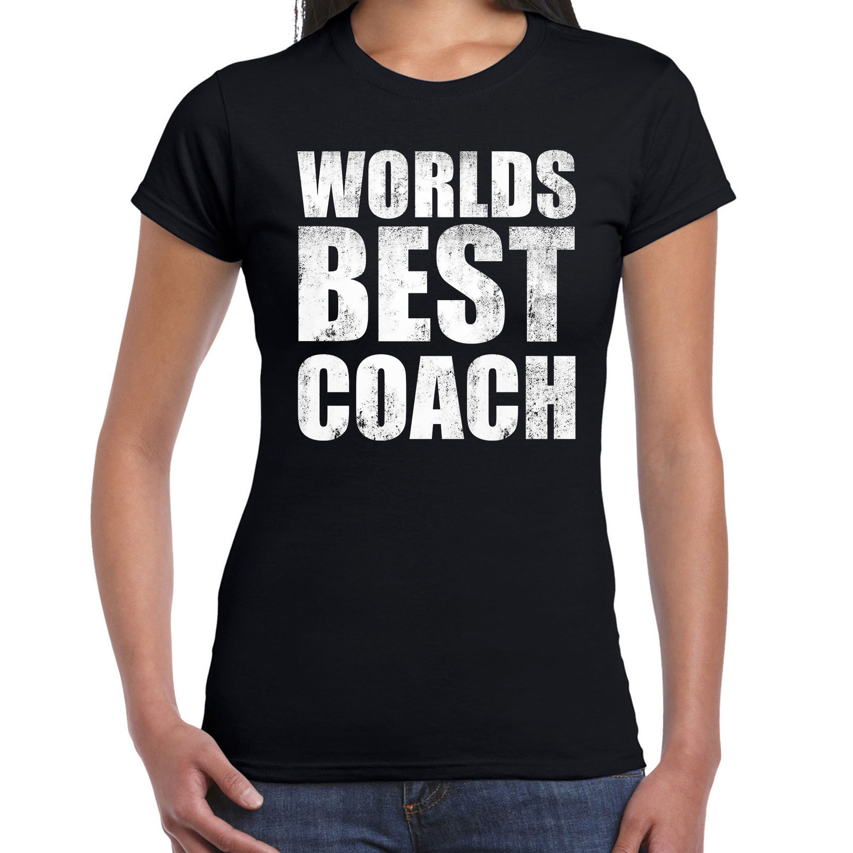 Worlds best coach-werelds beste coach cadeau t-shirt zwart dames