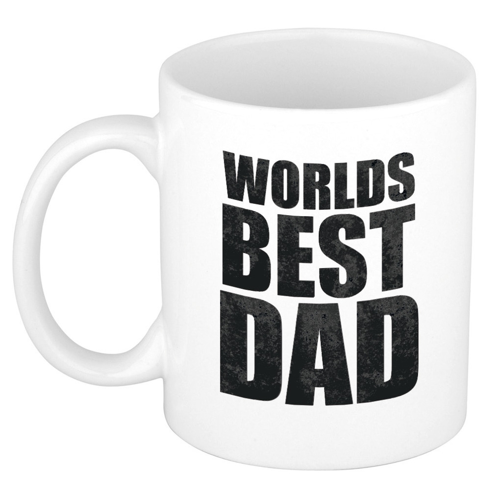 Worlds best dad mok-beker wit 300 ml Cadeau mokken Papa- Vaderdag