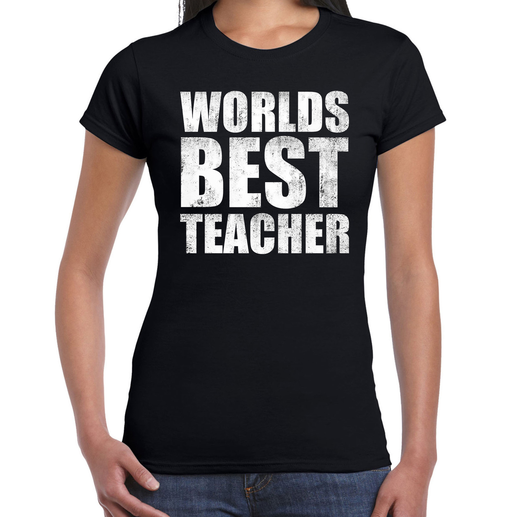 Worlds best teacher-werelds beste lerares cadeau t-shirt zwart dames