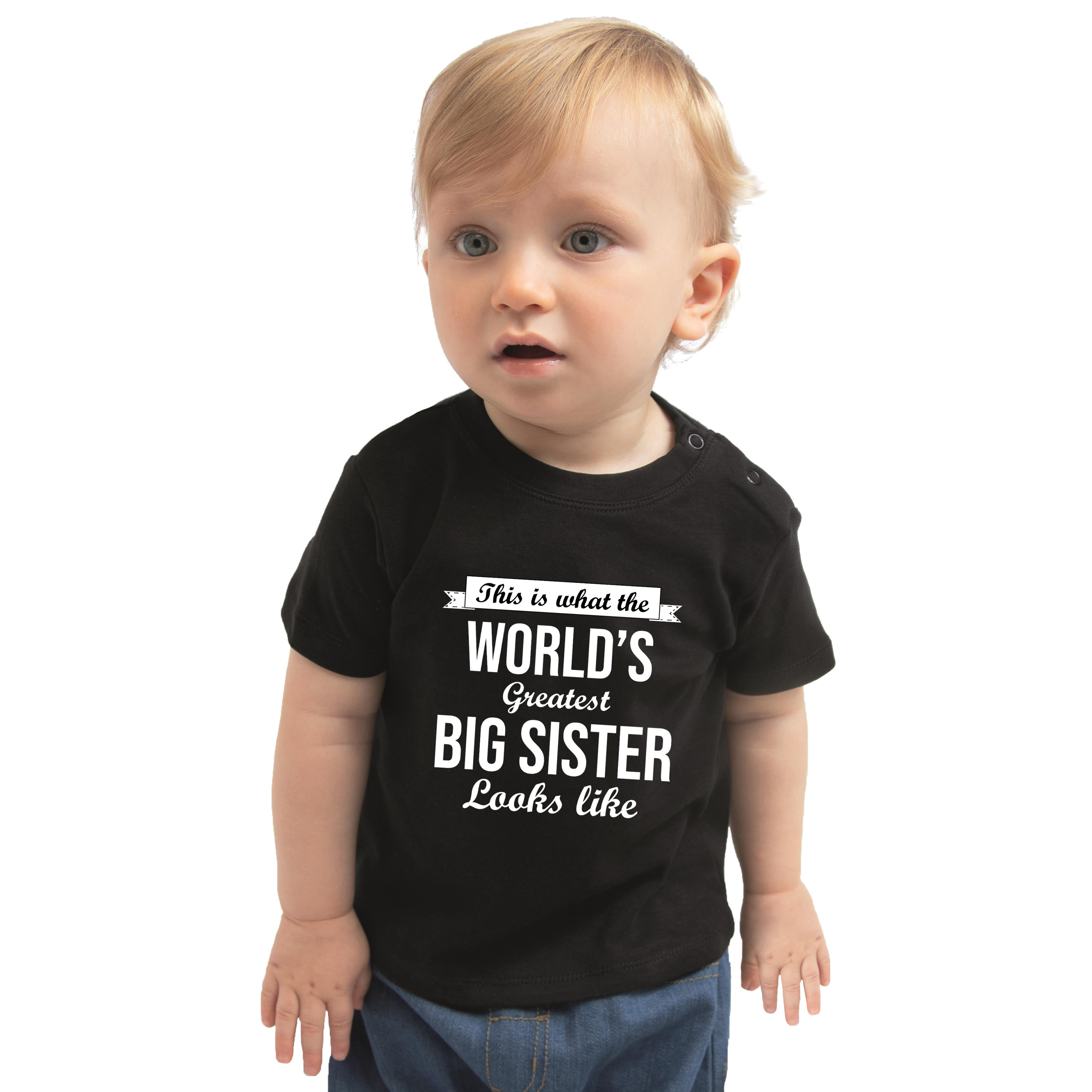 Worlds greatest big sister- de beste grote zus cadeau t-shirt zwart babys-meisjes