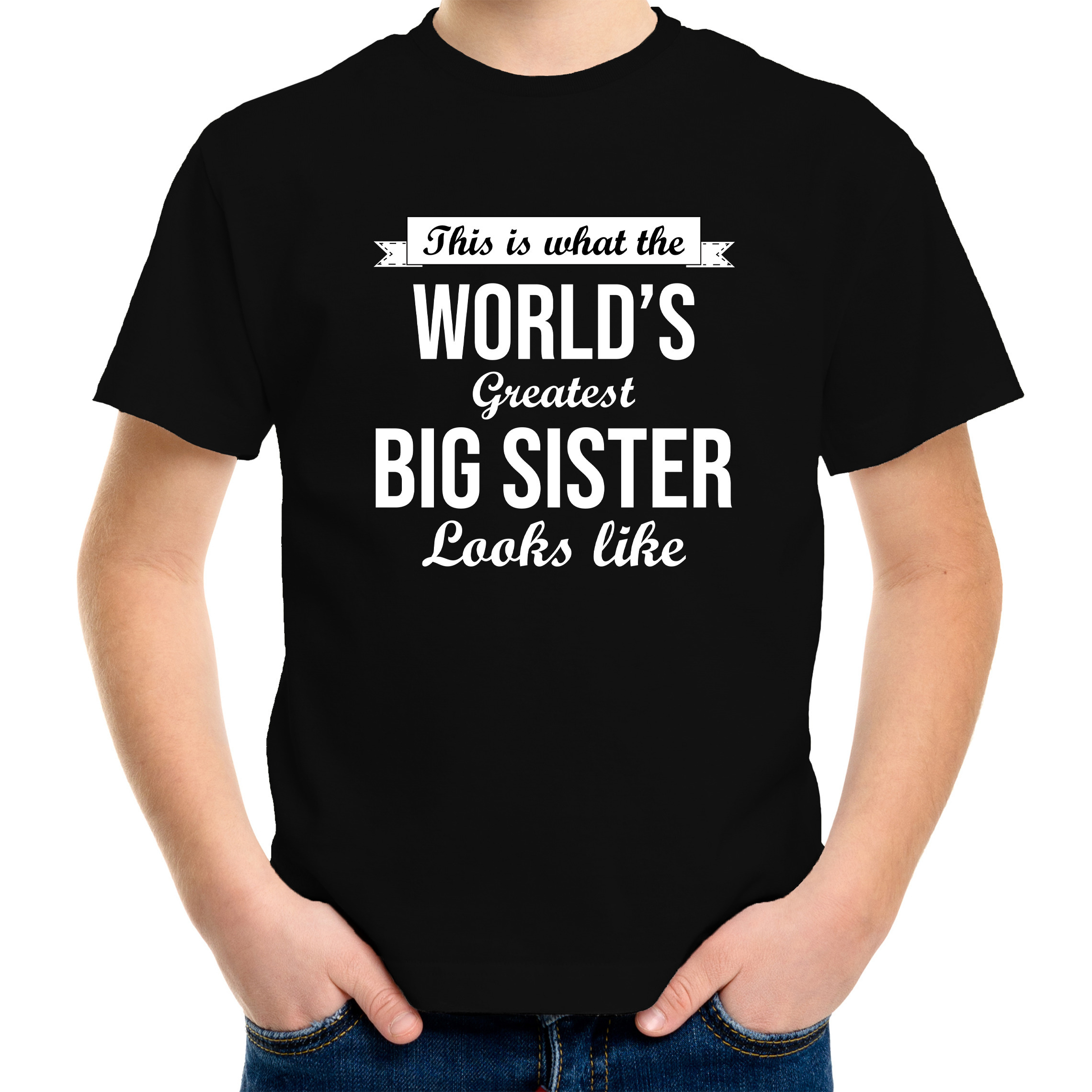 Worlds greatest big sister- de beste grote zus cadeau t-shirt zwart meisjes-kinderen