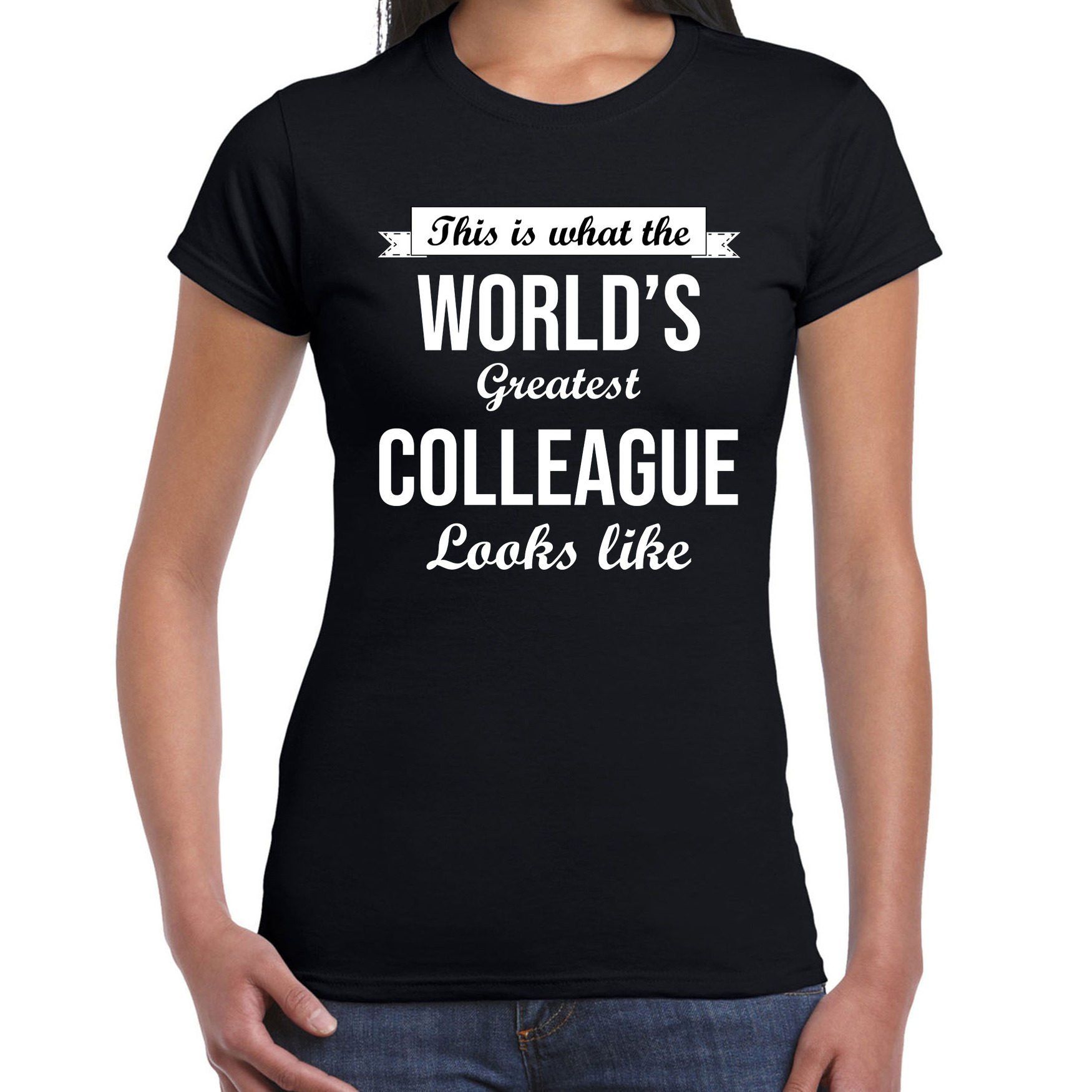 Worlds greatest colleague collega cadeau t-shirt zwart voor dames