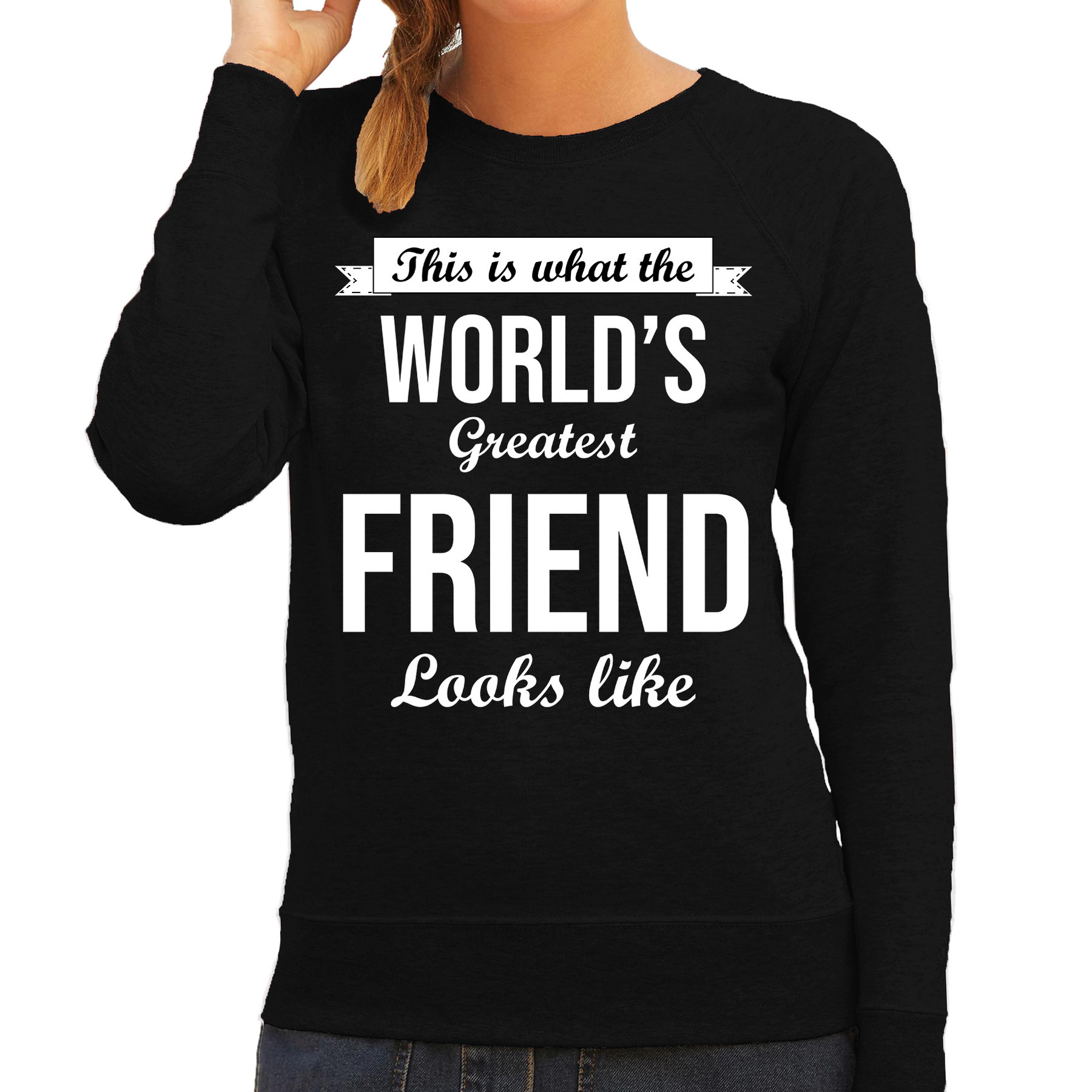 Worlds greatest friend-vriendin cadeau sweater zwart voor dames