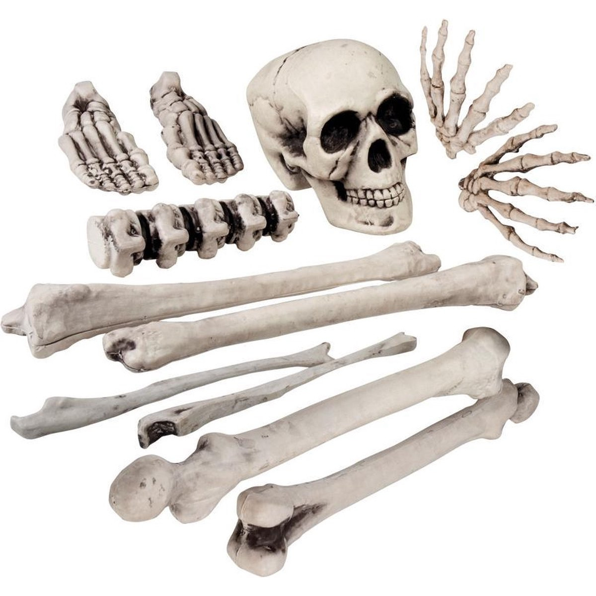 Zak met 12x decoratie horror kerkhof botten-beenderen