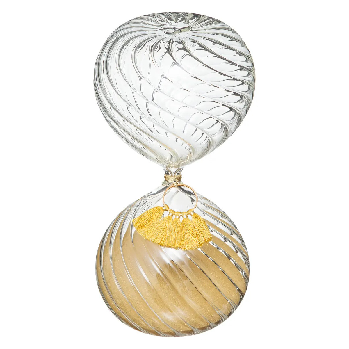 Zandloper cilinder decoratie of tijdsmeting 20 minuten geel zand H18 cm glas