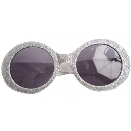 Zilveren disco carnaval verkleed bril met glitters