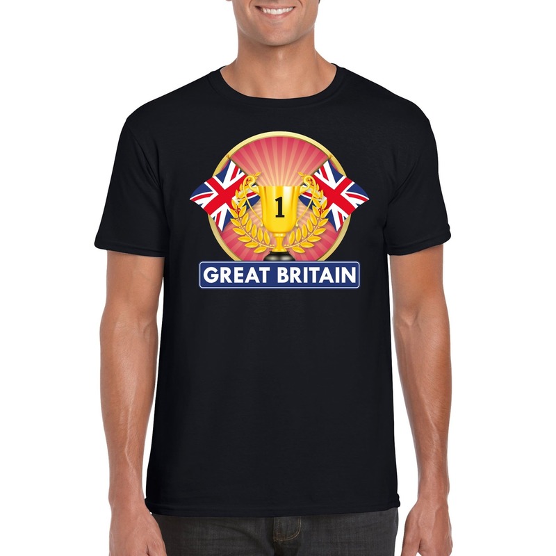 Zwart Groot Brittannie- Engeland supporter kampioen shirt heren