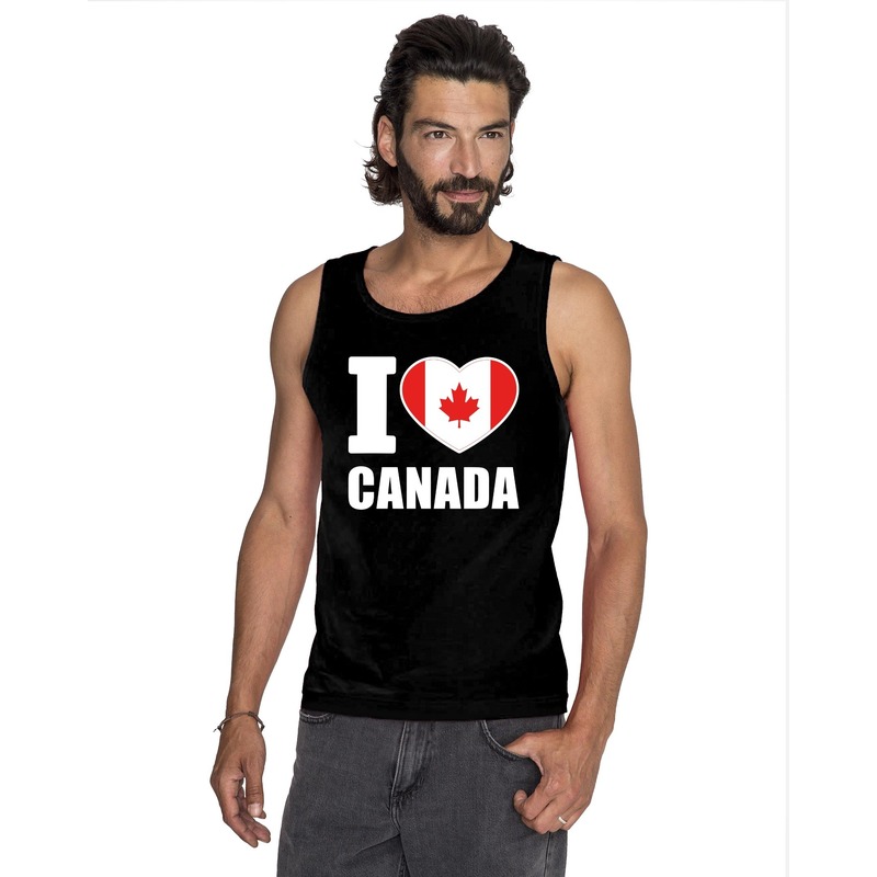 Zwart I love Canada fan singlet shirt- tanktop heren
