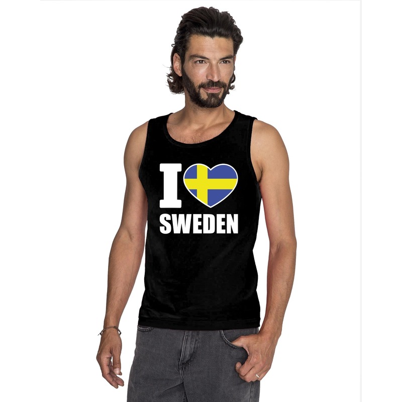 Zwart I love Zweden fan singlet shirt- tanktop heren