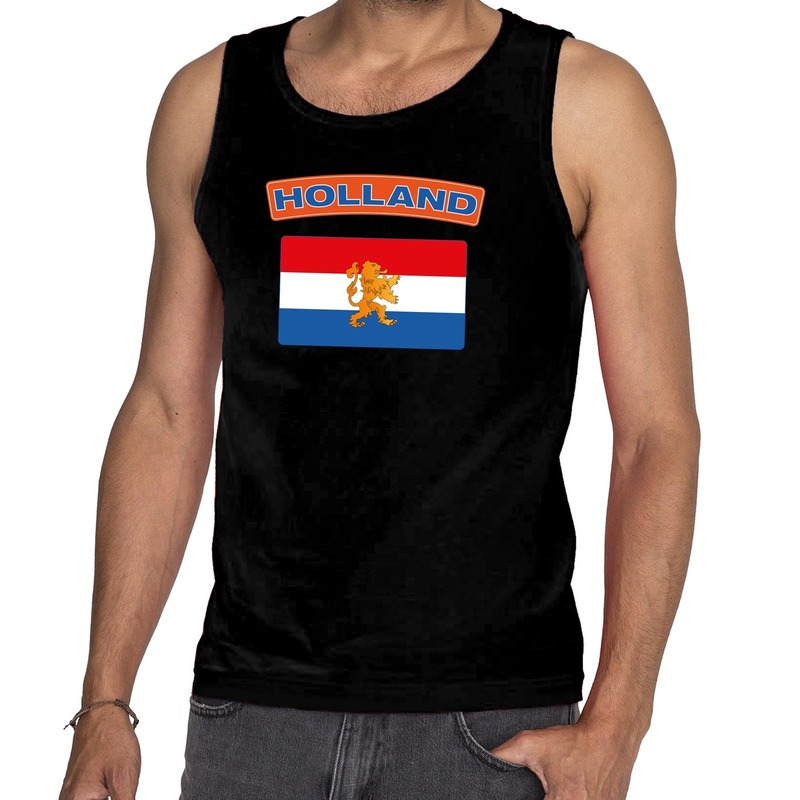 Zwart Nederlandse vlag Holland mouwloos shirt heren