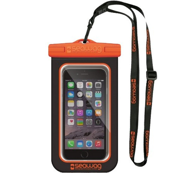 Zwart-oranje smartphone-mobiele telefoon hoesje waterproof-waterbestendig met polsband