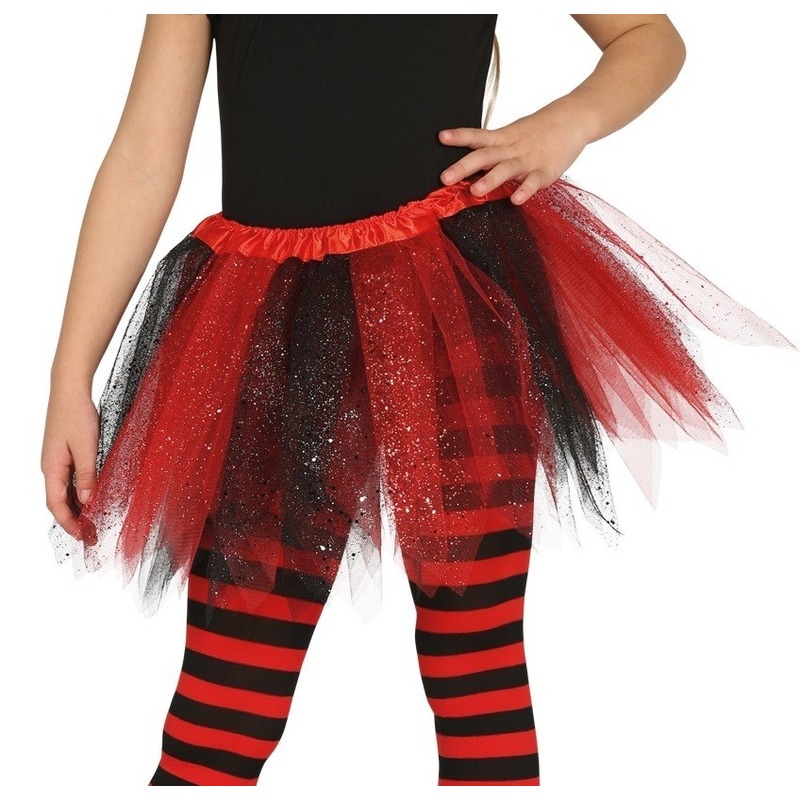Zwart-rode verkleed petticoat voor meisjes 31 cm