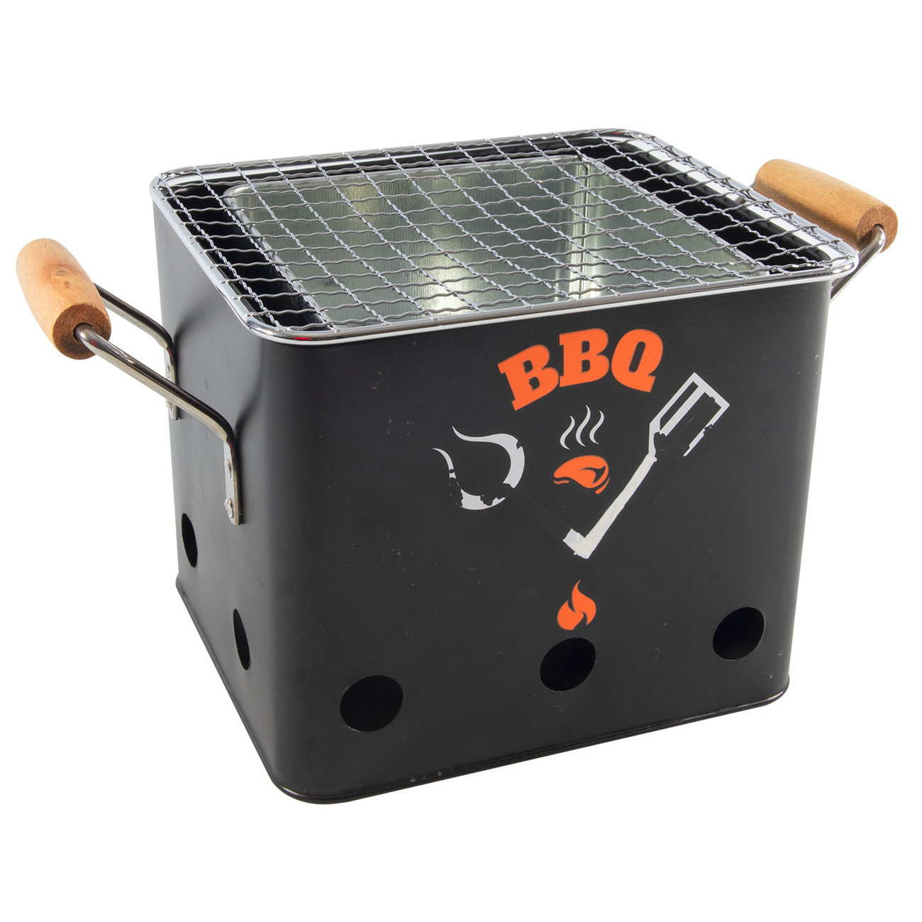 Zwarte barbecue-bbq tafelmodel 18 cm houtskool