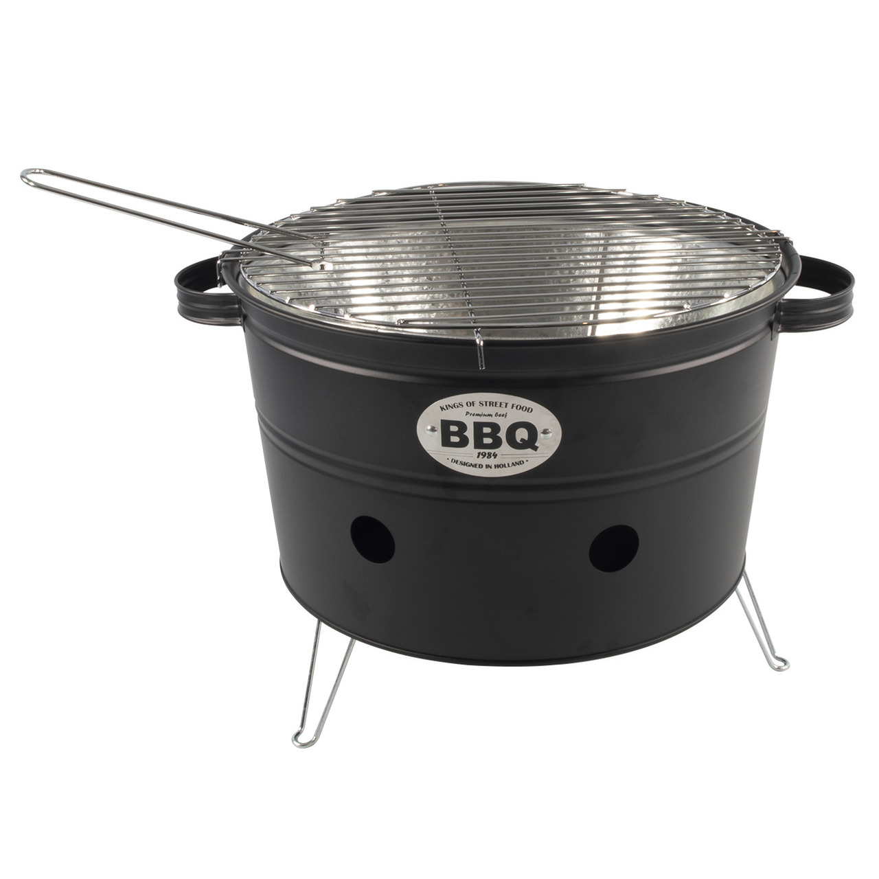 Zwarte barbecue-bbq tafelmodel 33 cm houtskool