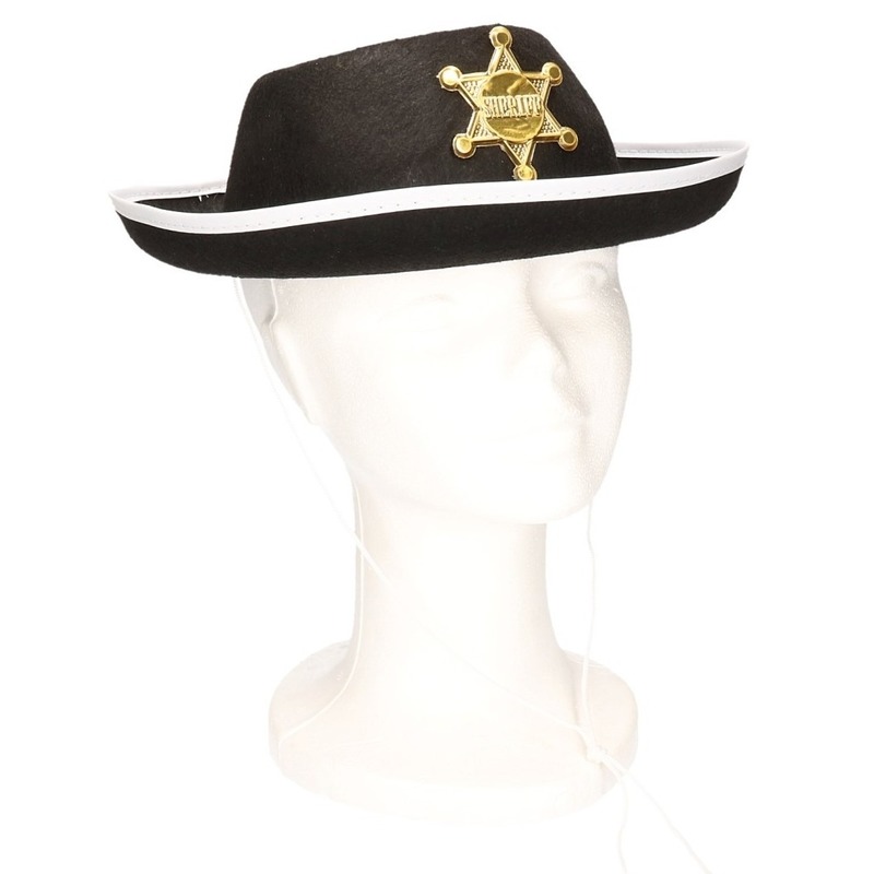 Zwarte cowboy-sheriff hoed voor kinderen