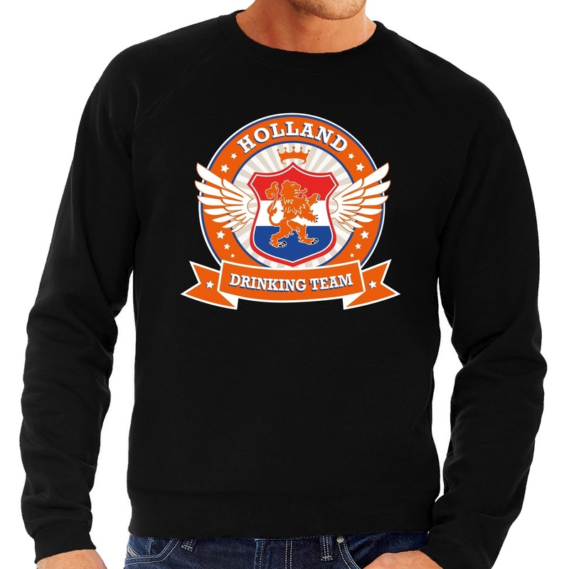 Zwarte Holland drinking team sweater heren