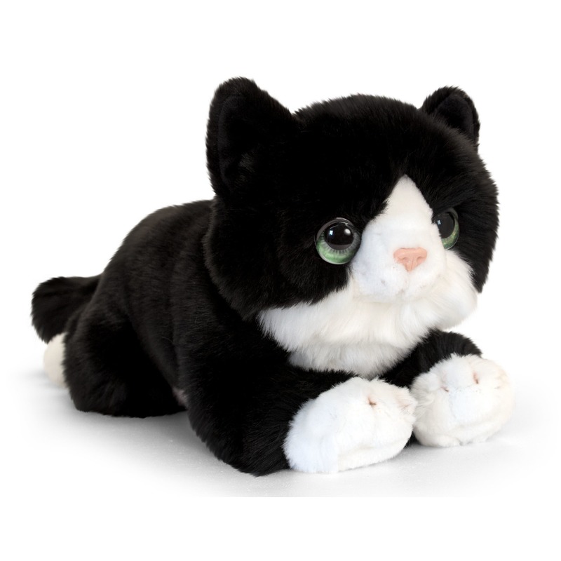 Zwarte kat-poes knuffelbeest 32 cm