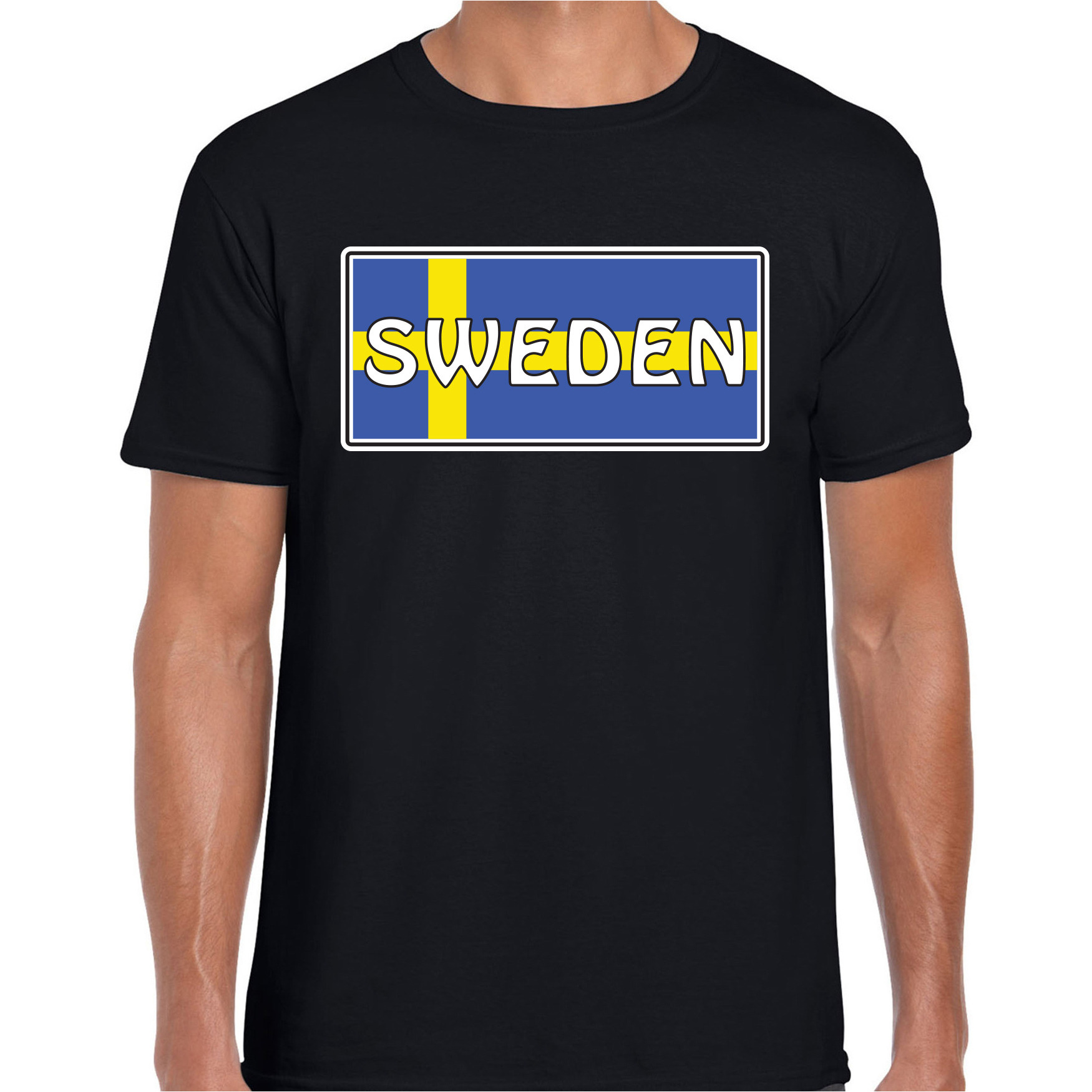 Zweden-Sweden landen t-shirt zwart heren