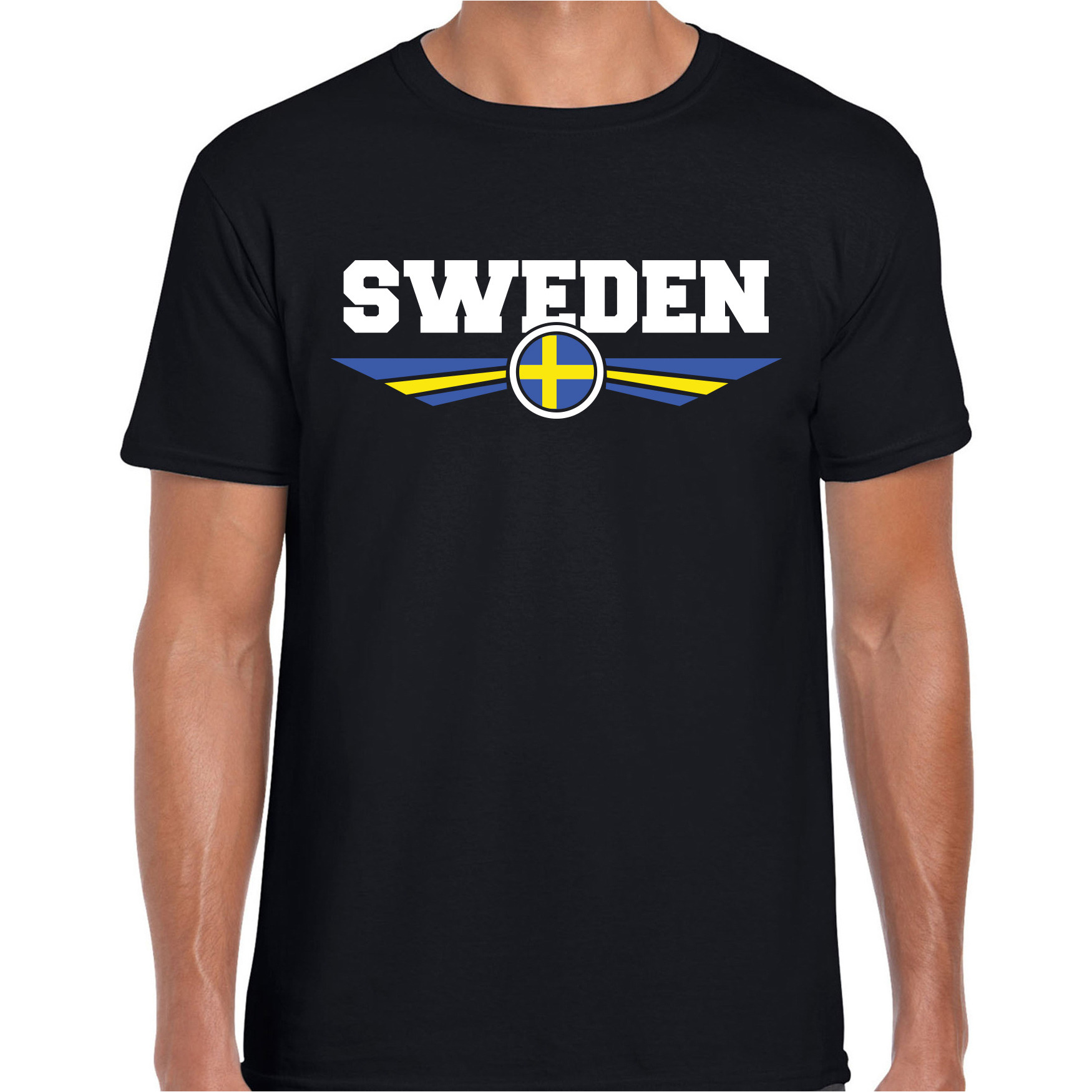 Zweden-Sweden landen t-shirt zwart heren